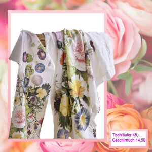 Blumen Tischläufer und Geschirrtuch